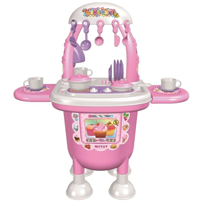 Cocina Mini Chef Con 15 Accesorios color Rosa