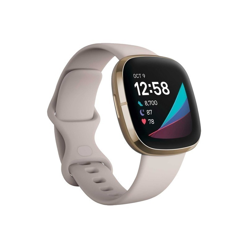 Smartwatch Fitbit Sense - Lunar White/Soft Gold