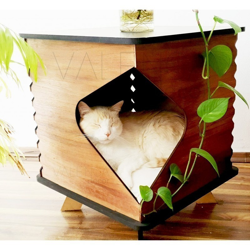 Cat-Box-Table de madera para mascotas pequeñas.