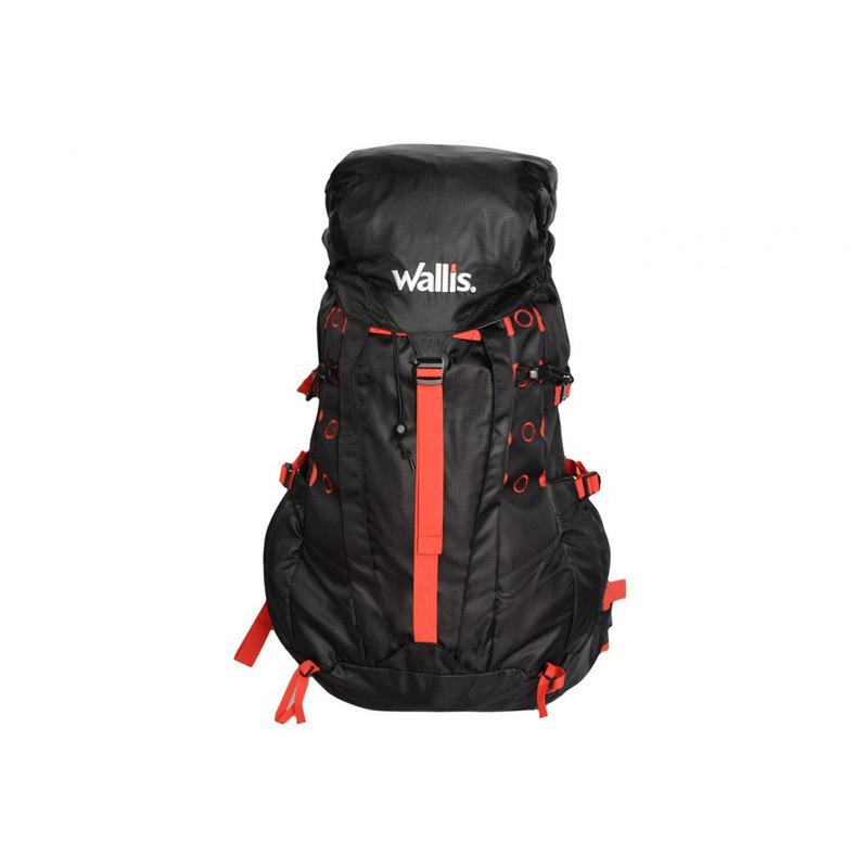 Mochila para montaña 50L - Chilas - Negro con rojo