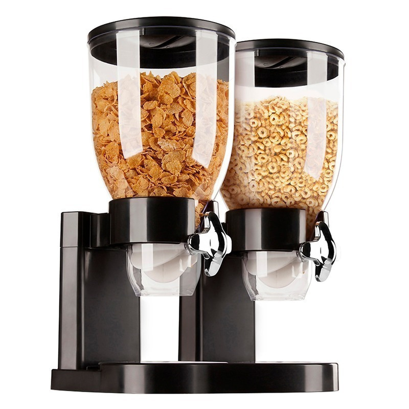 Dispensador doble para cereal deluxe negro