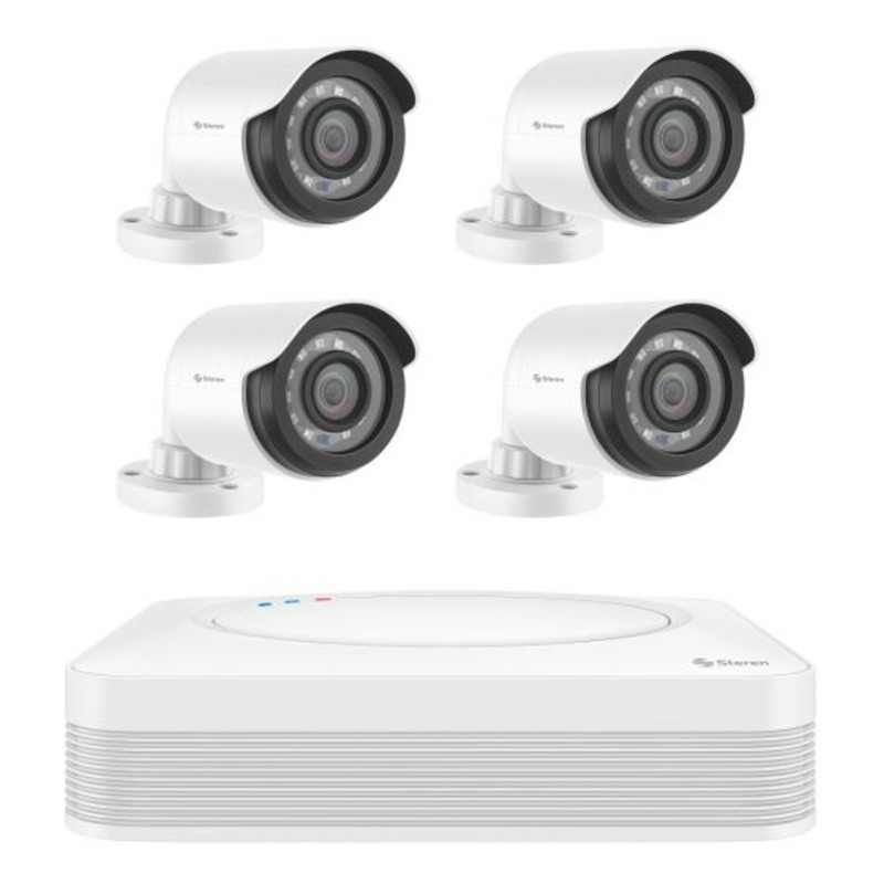 Sistema de seguridad CCTV con DVR pentahíbrido de 4 canales, 4 cámaras, disco duro y monitoreo por Internet Steren®