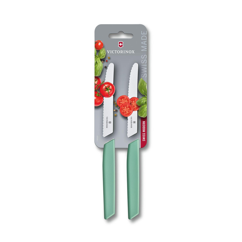 Juego de cuchillos para mesa y tomate, Swiss Modern, 2 piezas, Verde menta