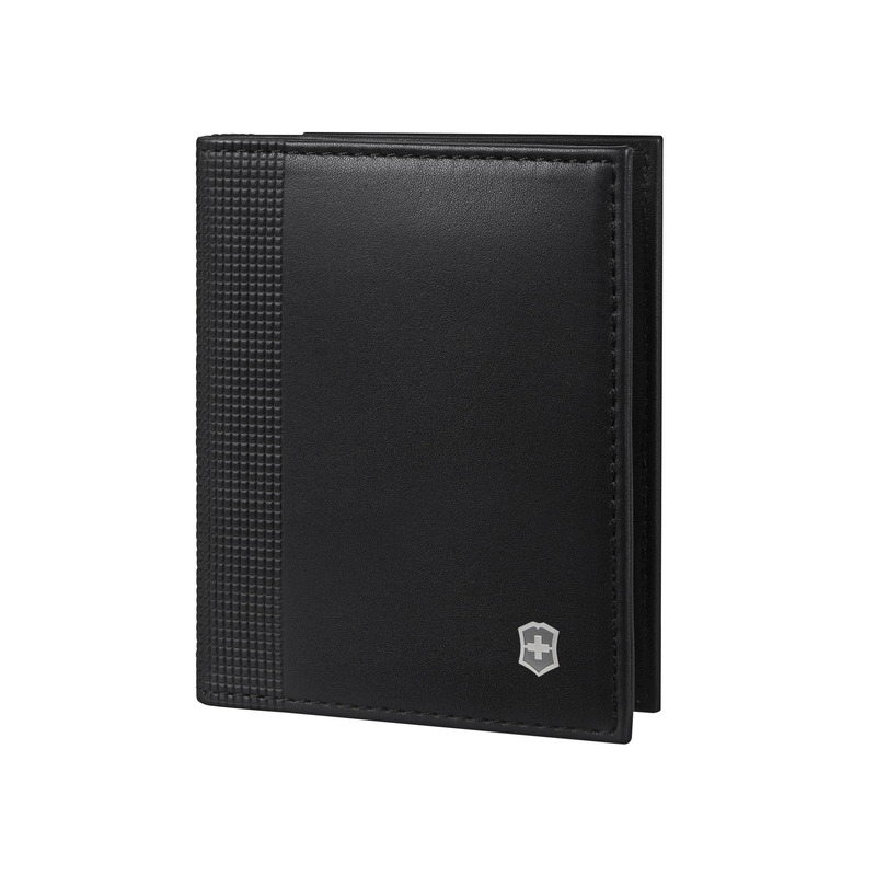 Tarjetero de Piel, Bi Fold, Negro.