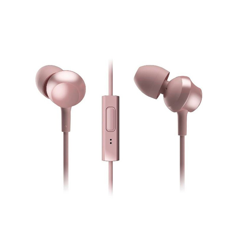 Audífonos in ear diseño ergonómico con micrófono color rosa