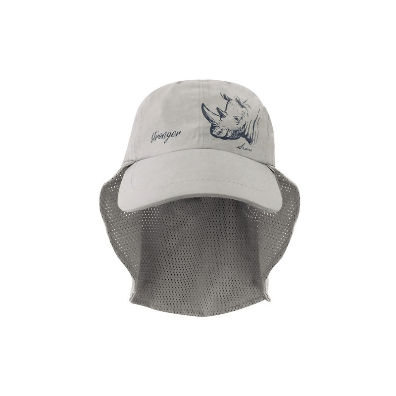 Gorra con faldón de malla y cordón ajustable, gris