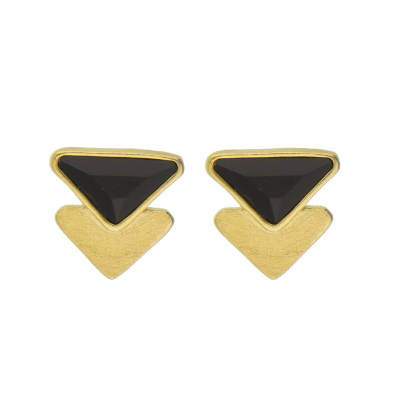 Arete Double Tiagle con Cristal Fino Chapa-Negro