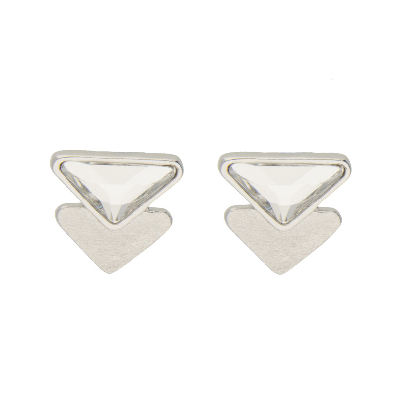 Arete Double Tiagle con Cristal Fino Rodio-Blanco