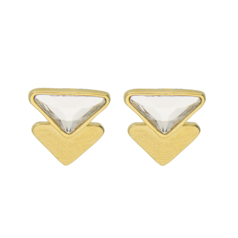 Arete Double Tiagle Cristal Fino Chapa-Cristal