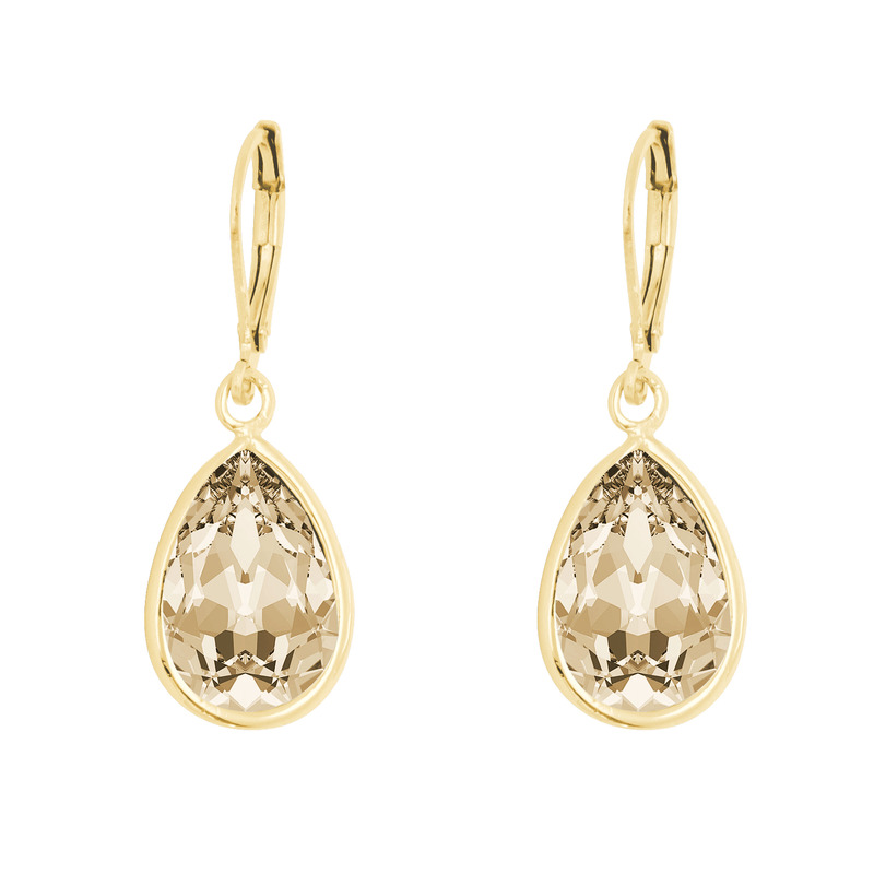 Aretes Gota con Cristal Fino Chapa-Golden