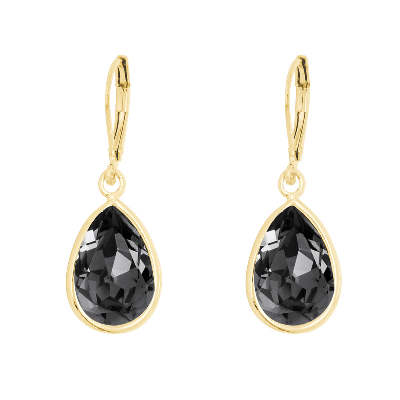 Aretes Gota con Cristal Fino Chapa-Negro