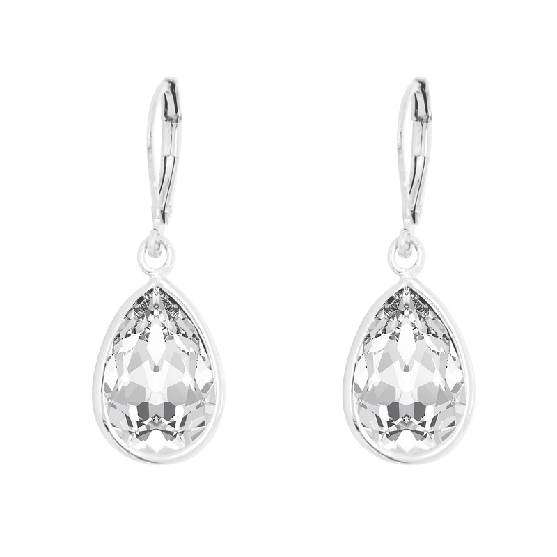 Aretes Gota con Cristal Fino Rodio-Cristal