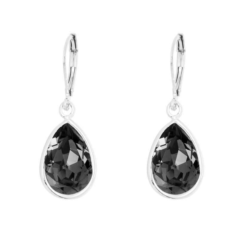 Aretes Gota con Cristal Fino Rodio-Negro