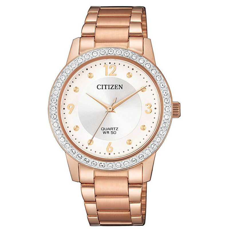 Reloj Citizen Ladies para dama, caratula blanca, correa rose gold