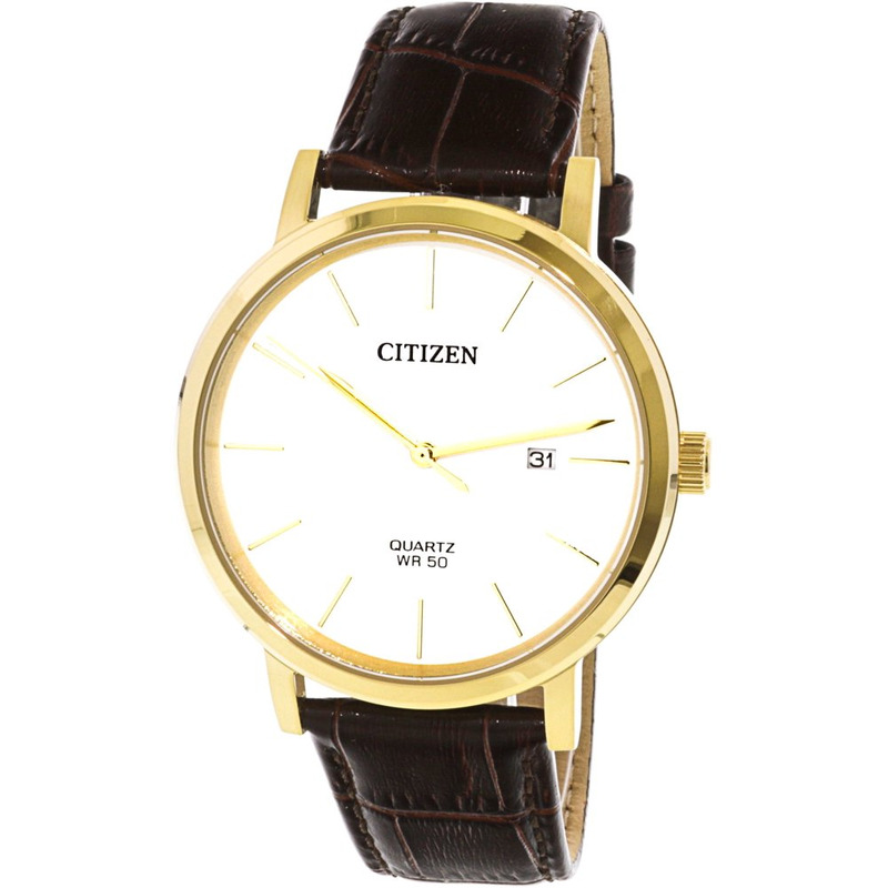 Reloj Citizen Men's and Ladie's para caballero, caratula blanca, correa de piel