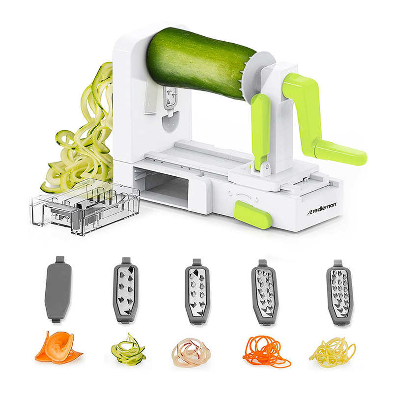 Rallador verduras espiral 5 cuchillas spiralizer