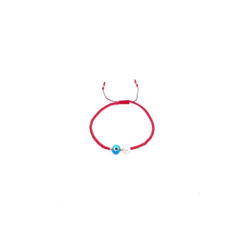 Pulsera ojo turco azul cielo y perla natural