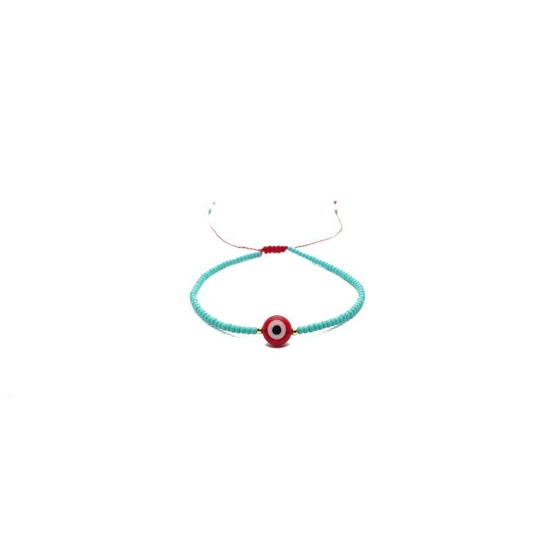 Pulsera color turquesa con ojo turco rojo