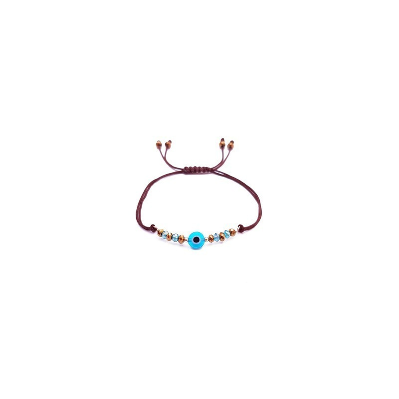 Pulsera azul engarza con cristal y ojo turco