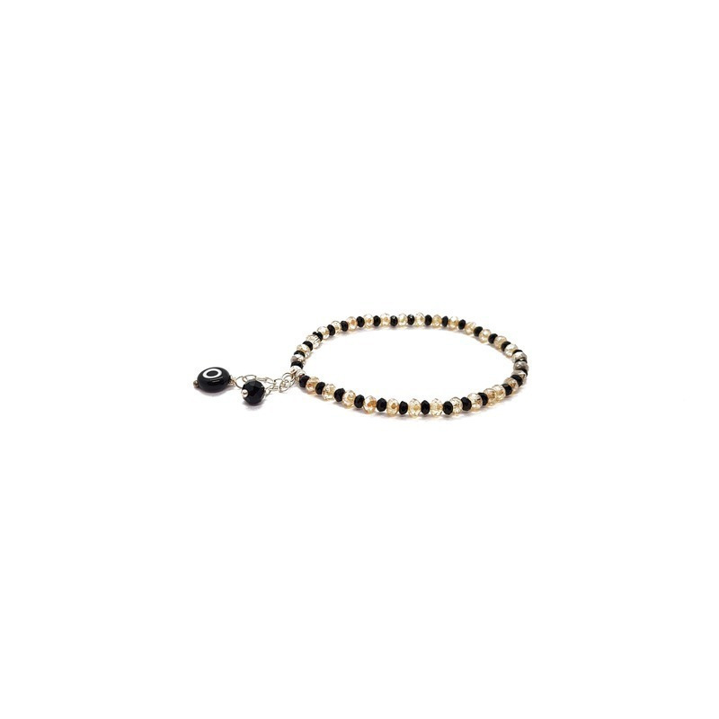 Pulsera cristales bicolor negro - golden