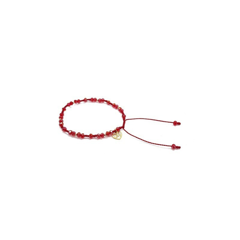 Pulsera de cristales rojos con dije love