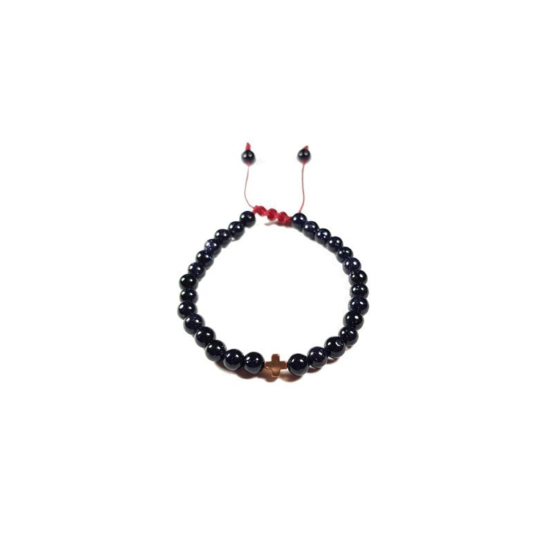 Pulsera de aventurina con cruz de hematita rosa